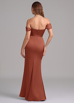 Azazie Miley Bridesmaid Dresses Auburn Mermaid Off the Shoulder Stretch Satin Convertible Dress image7