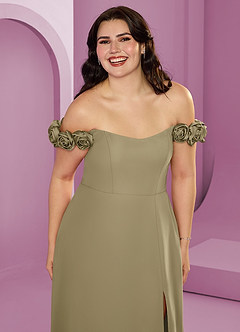 Barbie ♥ Azazie Bridesmaid Dresses Moss Green A-Line Off the Shoulder Chiffon Convertible Dress image16