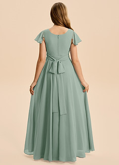Azazie Cady Junior Silver Sage A-Line Pleated Chiffon Dress image2