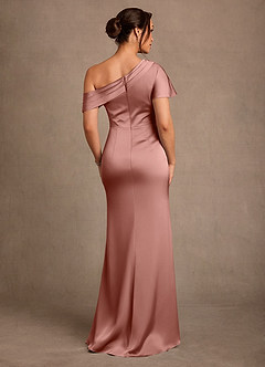 Azazie Rutha Mother of the Bride Dresses Rosette Sheath One Shoulder Stretch Satin Dress image2