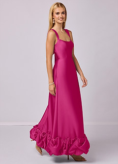 Barbie ♥ Azazie Final Sale Bermuda A-Line with Pockets Stretch Satin Dress image3