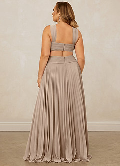 Christian Siriano Bridal for Azazie 1009 Final Sale Taupe A-Line Pleated Chiffon Dress image15