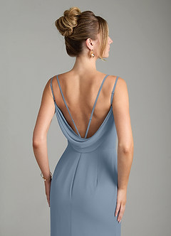 Azazie Egypt Bridesmaid Dresses Dusty Blue Sheath Sweetheart Neckline Chiffon Dress image6