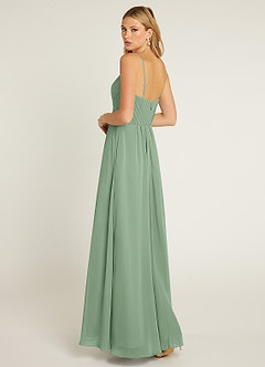 Azazie Shannon Final Sale Agave A-Line Pleated Chiffon Dress image5