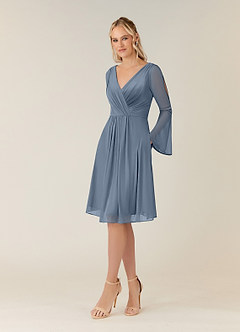 Azazie Teraso Final Sale Twilight A-Line Pleated Mesh Dress image3