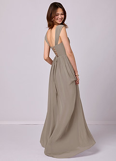 Barbie ♥ Azazie Bridesmaid Dresses Taupe A-Line Corset Chiffon Dress image4
