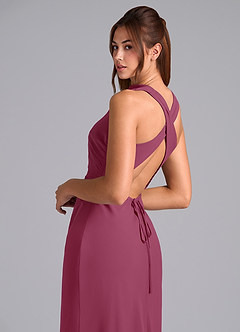 Azazie Evadne Brautjungfernkleider Etui Plissee Chiffon Kleid Maulbeerrot image7