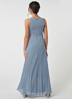 Azazie Lindie Junior Dusty Blue A-Line Pleated Chiffon Dress image2