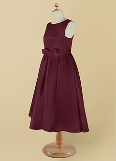 Azazie Coco vestidos de niña de las flores Vestido de Cabernet de Satin Mate de Corte En A con Lazo image10