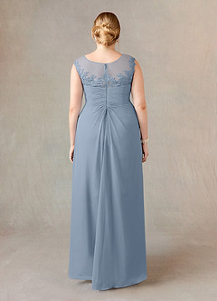 Azazie Endora Mother of the Bride Dresses Dusty Blue A-Line Scoop Lace Chiffon Dress image7