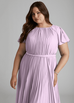 Azazie Kara vestidos de dama de honor modestos Vestido de Corte En A Plisado Hasta el suelo Gasa image15