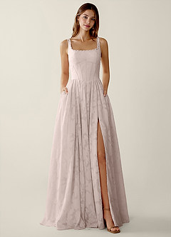 Megan Powder Pink Lace A-line Prom Dress image3