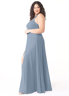 Azazie Jane Bridesmaid Dresses Dusty Blue A-Line V-Neck Pleated Chiffon Dress image8