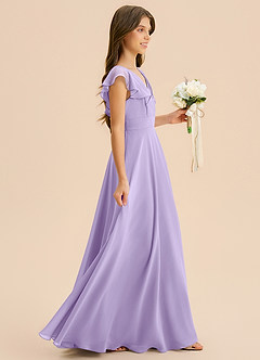 Azazie Anysa Junior Robe Trapèze en Mousseline de soie Rayé Lilas image4