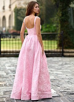 Thyme Pink A-line 3D Flowers Prom Dress image3