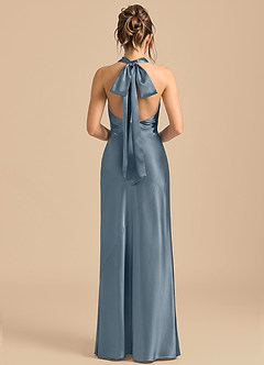 Azazie Velli Robes de demoiselle d'honneur Robe Fourreau en Satiné métallisé Col Haut Violet Crépusculaire image5