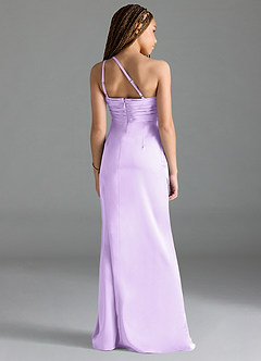 Azazie Eren Junior Lilac Sheath Pleated Stretch Satin Dress image2