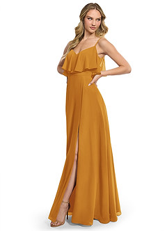 Azazie Jean Abiti da Damigella Abito Convertibile A-Line in Chiffon Caramello image3