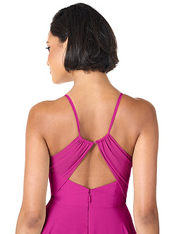 Azazie Avelina Bridesmaid Dresses Fuchsia A-Line V-Neck Pleated Chiffon Dress image5
