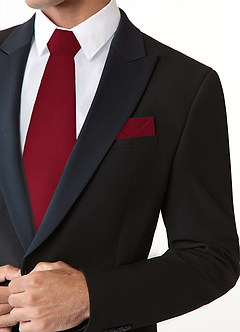 front Matte Satin Wide Tie and Pocket Square Set