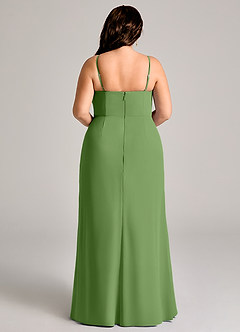 Azazie Maci Brautjungfernkleider Etui Plissee Chiffon Kleid Basilikum image9