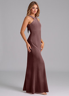 Azazie Doretta Bridesmaid Dresses Espresso Mermaid Pleated Velvet Dress image5