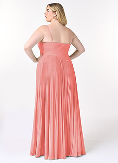 Azazie Vini Bridesmaid Dresses Coral A-Line V-Neck Pleated Chiffon Dress image8