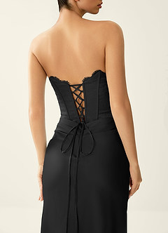 Fiammetta Black Lace Corset Stretch Satin Mermaid Prom Dress image7