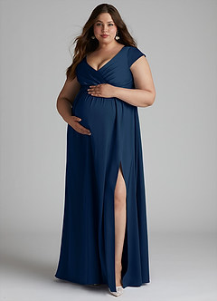 Azazie Allessia Abiti da damigella d'onore premaman Abito A-Line Plissettato Raso Elasticizzato Floor-Length image11