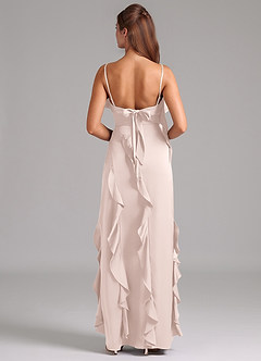 Azazie Malia 신부 들러리 드레스 A라인 사이드 슬릿 스트레치 새틴 바닥 길이 드레스 image6