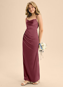 Azazie Mai Junior Desert Rose A-Line Sweetheart Neckline Stretch Satin Dress image1