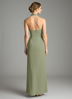 Azazie Jemma Vestidos de damas de honor Vestido de Pistacho de Gasa de Corte Recto con Plisado image2