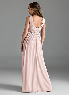 Azazie Tanicia Junior Blushing Pink A-Line Mesh Dress image2