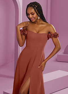 Barbie ♥ Azazie Abiti da Damigella Abito Convertibile A-Line in Chiffon a Spalla Scoperta Auburn image4