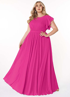 Azazie Daphne Modest Bridesmaid Dresses A-Line Ruffled Chiffon Floor-Length Dress image7