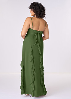 Barbie ♥ Azazie Bridesmaid Dresses Olive Sheath Bow Chiffon Dress image7