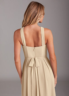 Azazie Dixie Abiti da Damigella Abito A-Line in Chiffon con Scollo Halter a Pieghe Champagne image6
