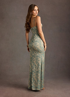 Vestido Platino Verde Azulado Largo Leah image4