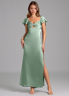 Azazie Demia Bridesmaid Dresses Agave Sheath Sweetheart Neckline Stretch Satin Dress image1