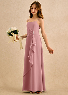 Azazie lolly Girls Formal Flower Girl Dresses Dusty Rose A-Line Pleated Chiffon Dress image1