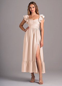 Azazie Anaya Bridesmaid Dresses Blushing Pink A-Line Sweetheart Neckline Stretch Satin Convertible Dress image5