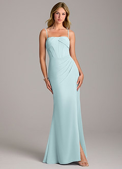 Azazie Chantel Robes de demoiselle d'honneur Robe Fourreau Convertible en Mousseline de soie Sans bretelle Brume image4