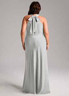 Azazie Doretta Bridesmaid Dresses Silver Mermaid Pleated Stretch Satin Dress image10