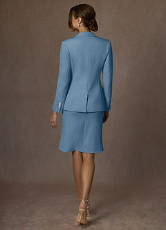 front Kennedy Azul Acero Conjunto de chaqueta y vestido estructurados y elásticos