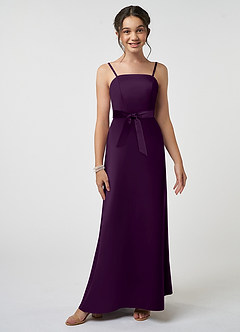 Azazie Anina Junior Robe Trapèze en Satin extensible Arc Grain De Raisin image3