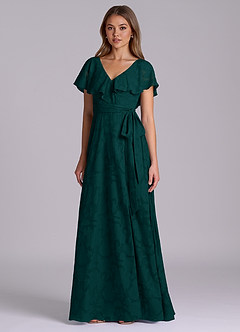 Azazie Lainey Vestidos de damas de honor Vestido de Pino de Devorado Floral de Corte en A con Con bolsillos image4