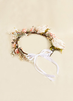 front Roze en ivoor roze bloemenmeisje hoofdband