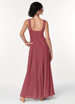 Azazie Simoan Junior Abito A-Line in Chiffon Scollo a Cuore Merlot image2