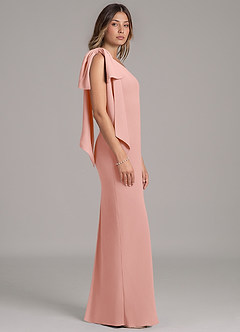 Azazie Capri 신부 들러리 드레스 A라인 한쪽 어깨 쉬폰 바닥 길이 드레스 image3