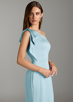 Azazie Rinna Brautjungfernkleider Meerjungfrau-Linie Gestreift Stretch-Satin Kleid Himmelblau image5